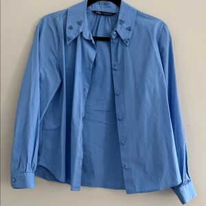Zara Women’s Light Blue Shirt Jacket